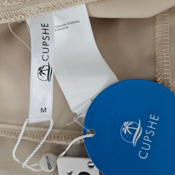 Cupshe Womens M One-Shoulder Backless Satin Dress Beige Elegant Evening Wear - Picture 11 of 12